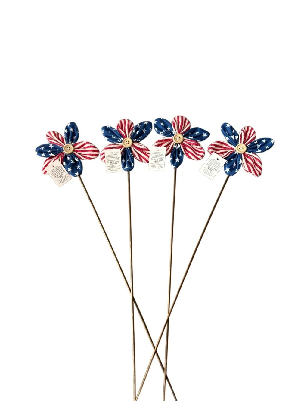 NWT Rae Dunn Patriotic Fabric Flowers Set 4th of July Decor